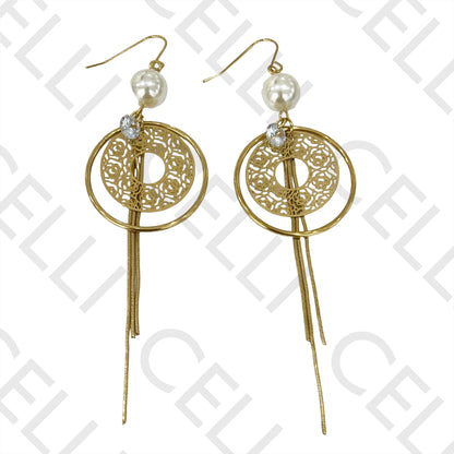 Steel Earring - shiny, pearl, and snake mesh