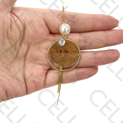 Steel Earring - shiny, pearl, and snake mesh