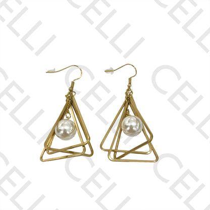 Steel Earring - Triangles with Pearl