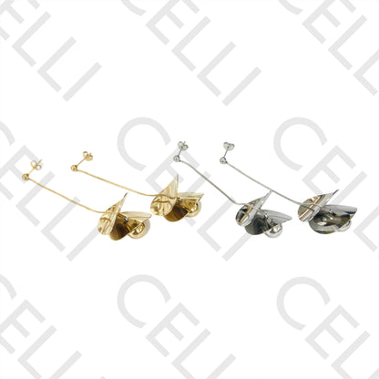 Steel Earring - flower and snake mesh