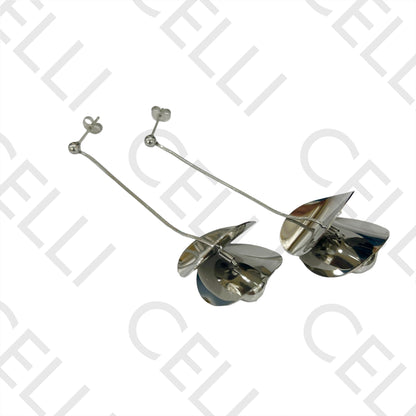 Steel Earring - flower and snake mesh