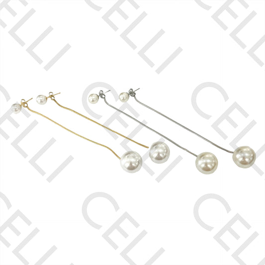 Steel Earring - Pearls and Snake Mesh