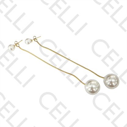 Steel Earring - Pearls and Snake Mesh