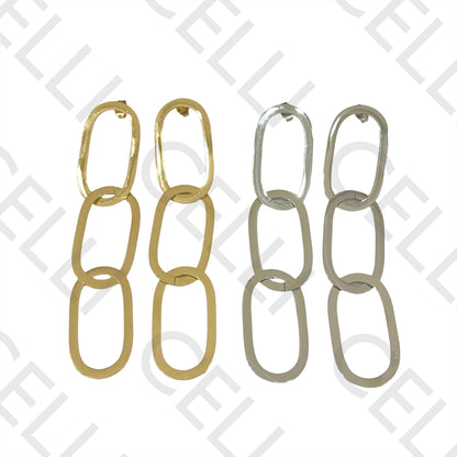 Steel Earrings - Oval Medals