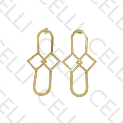 Steel Earring - oval and square medals