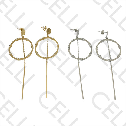 Steel Earring - circle with pearls