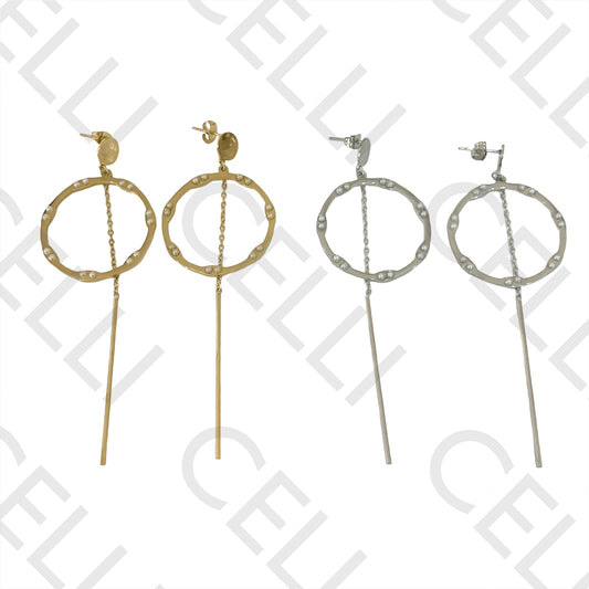 Steel Earring - circle with pearls