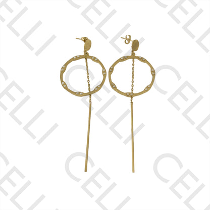 Steel Earring - circle with pearls