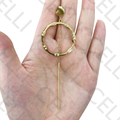 Steel Earring - circle with pearls