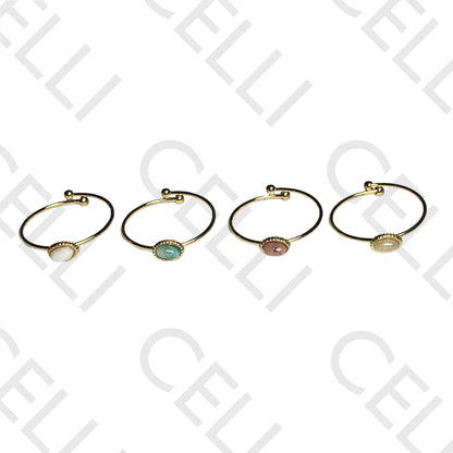 Steel Ring - Oval Natural Stone