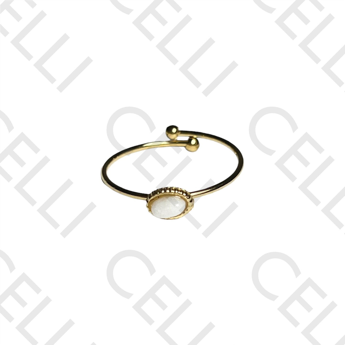 Steel Ring - Oval Natural Stone