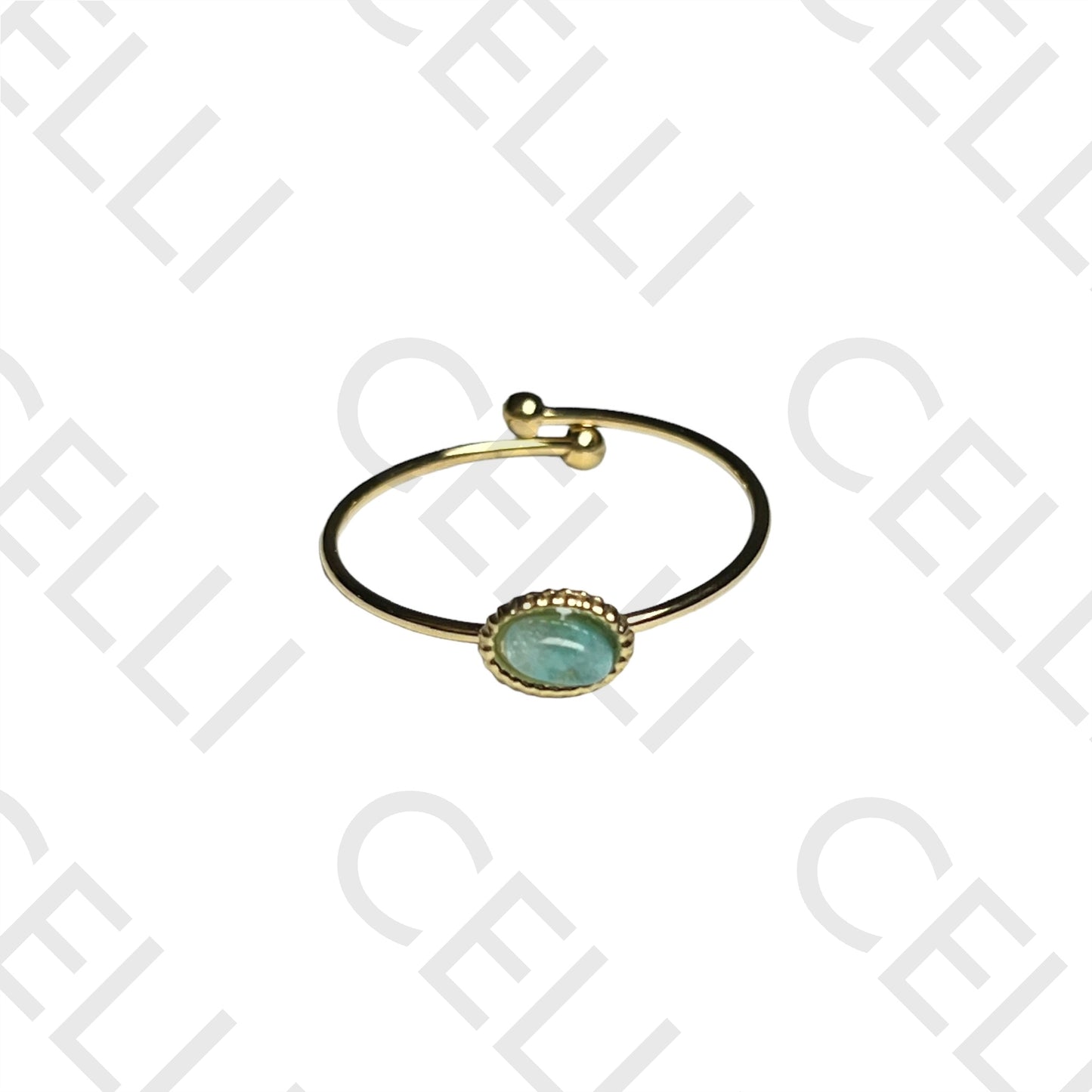 Steel Ring - Oval Natural Stone