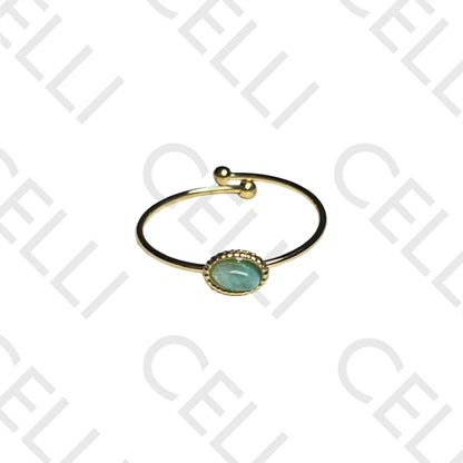 Steel Ring - Oval Natural Stone