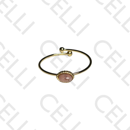 Steel Ring - Oval Natural Stone
