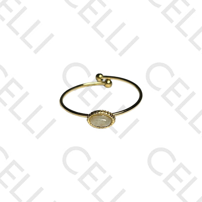 Steel Ring - Oval Natural Stone