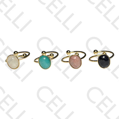 Steel Ring - Oval Natural Stone