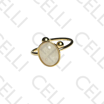 Steel Ring - Oval Natural Stone