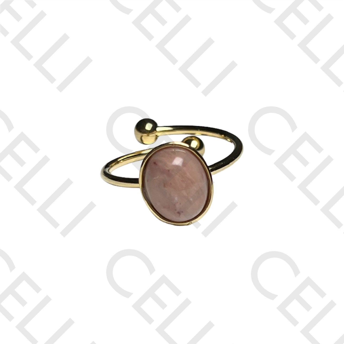 Steel Ring - Oval Natural Stone