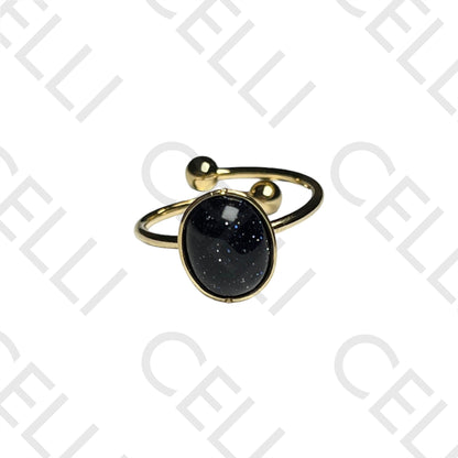 Steel Ring - Oval Natural Stone