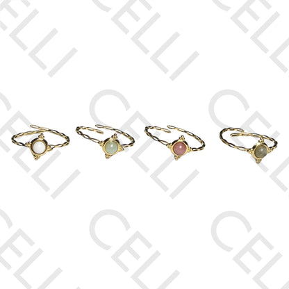 Steel Ring - Natural Stone