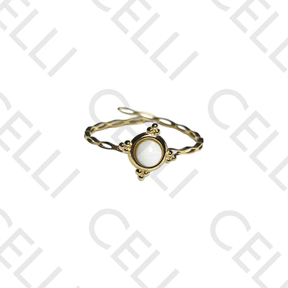 Steel Ring - Natural Stone