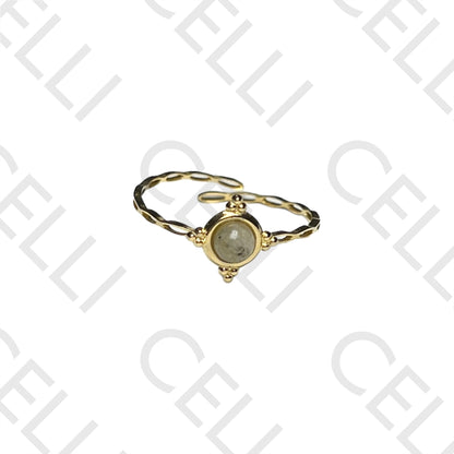 Steel Ring - Natural Stone