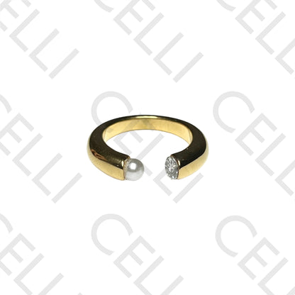 Steel Ring - Pearl and Brilliant