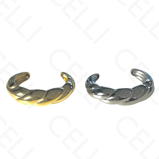 Steel Bracelet - Twisted Croissant Shape