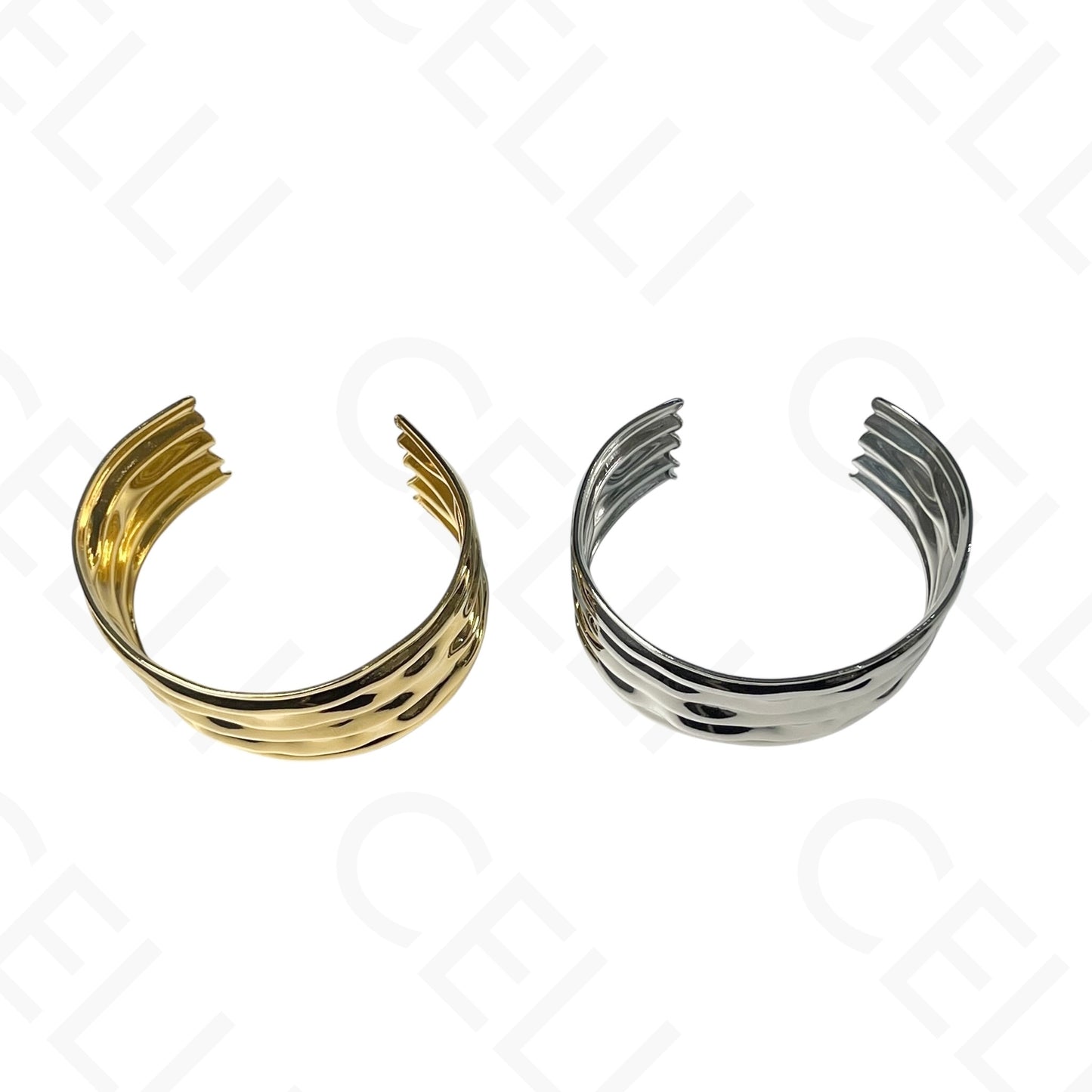 Bracelete de Aço - amassado largo