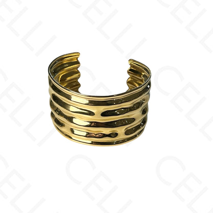 Bracelete de Aço - amassado largo