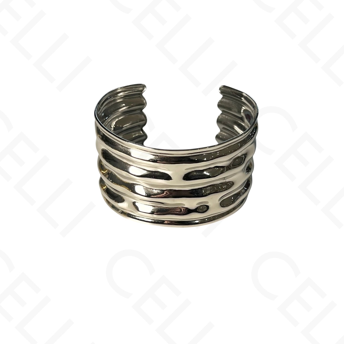 Bracelete de Aço - amassado largo