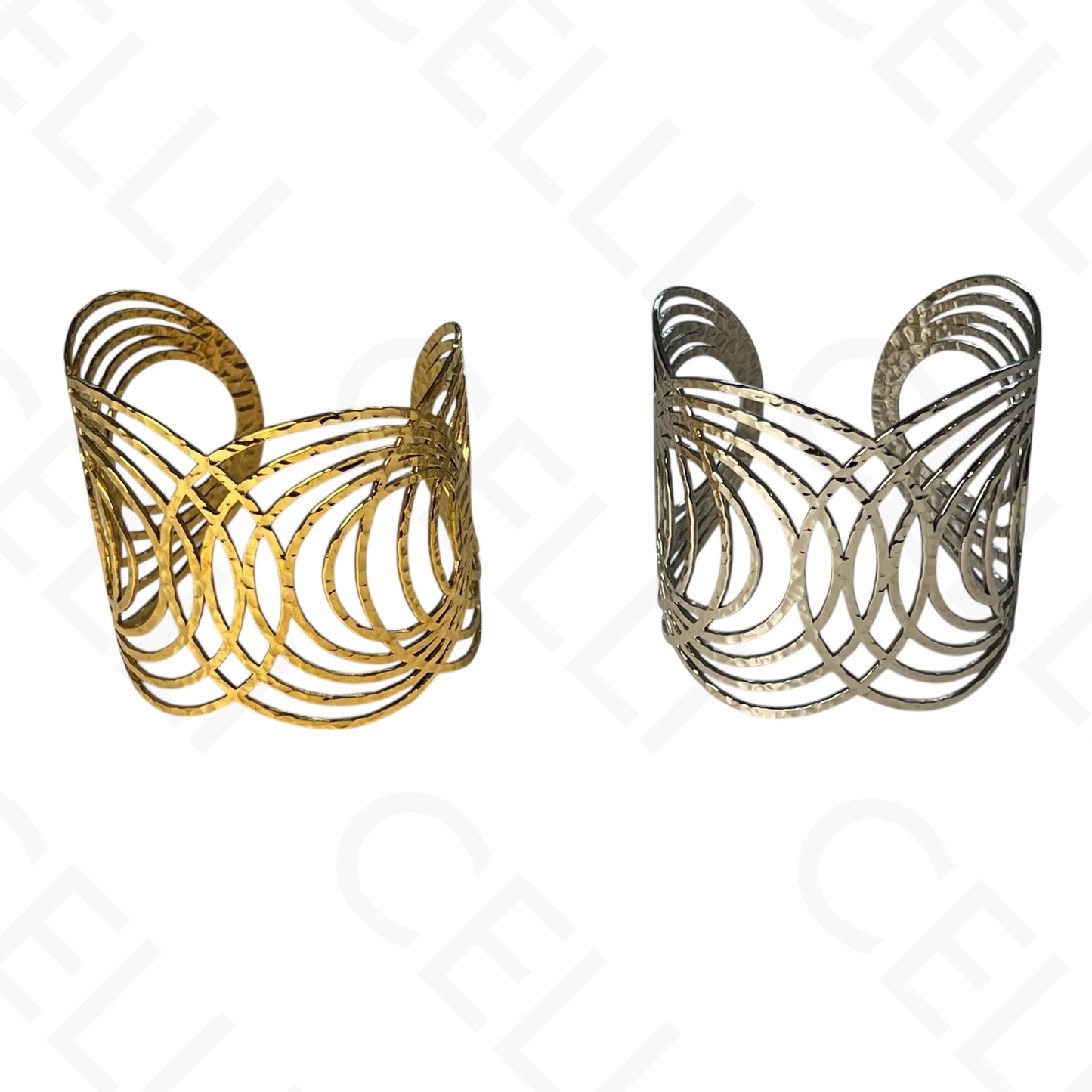 Bracelete de Aço - círculos largos