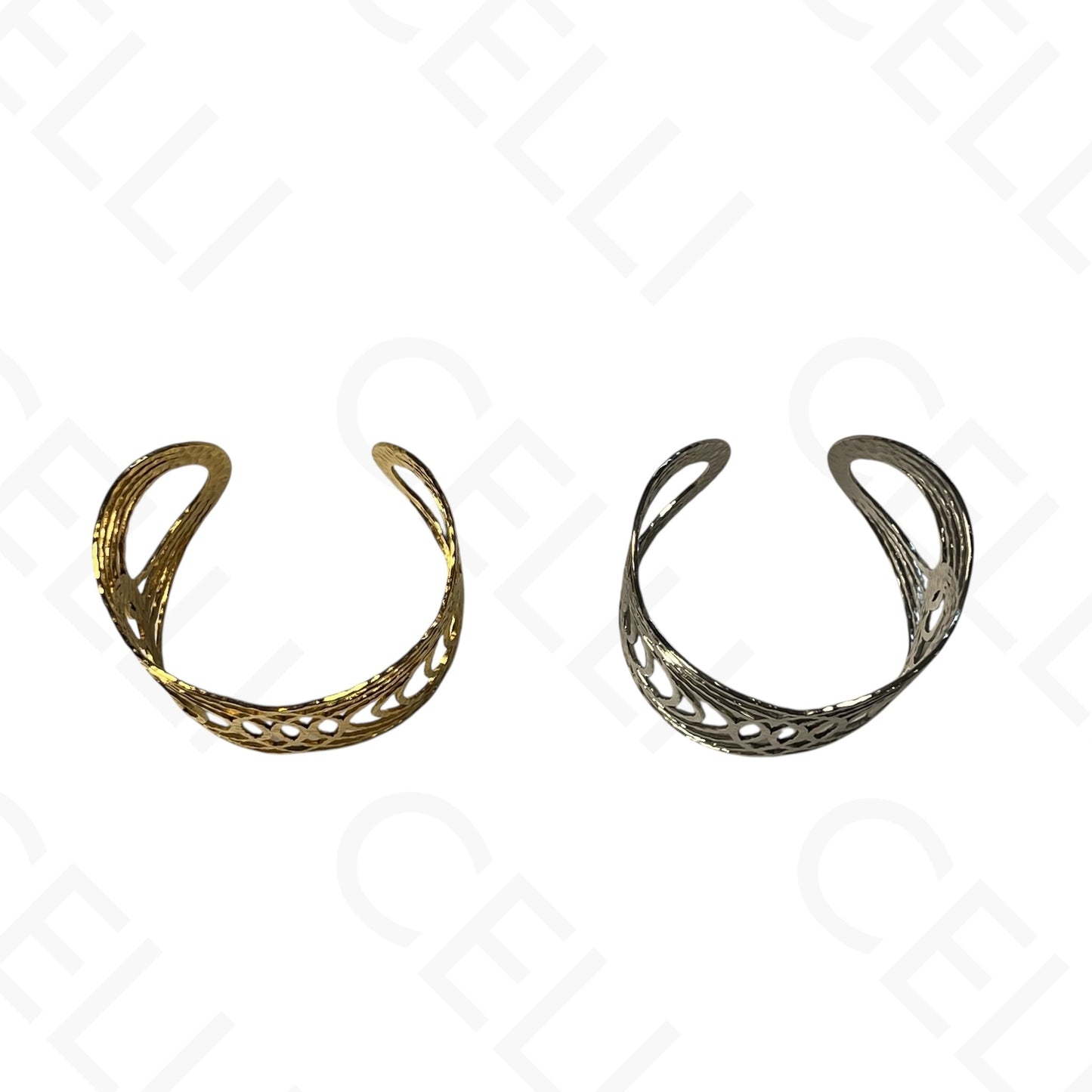 Bracelete de Aço - círculos largos