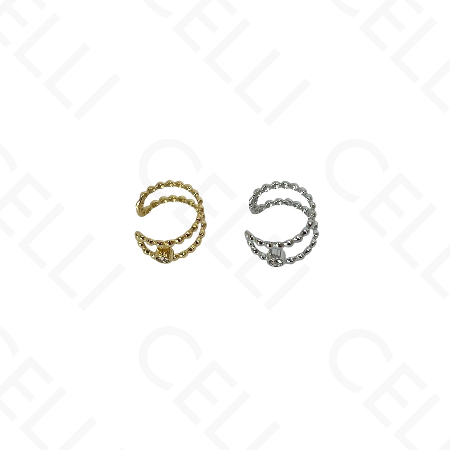 Earcuff de Aço - duplo com brilhante