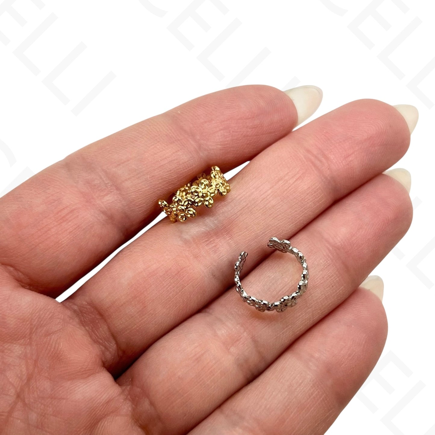 钢制耳扣 - 花朵设计