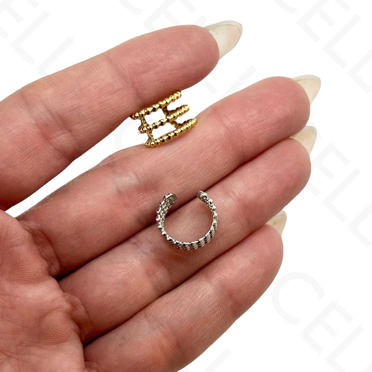 Aro para orejas de Acero - bolas