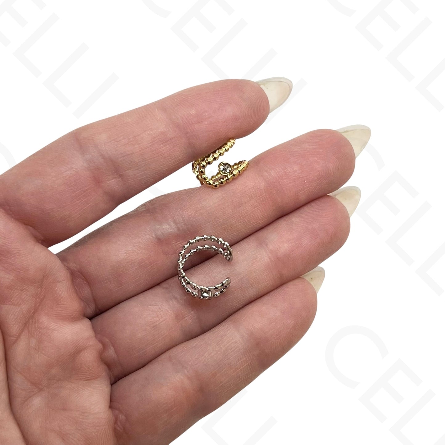 Earcuff de Aço - duplo com brilhante