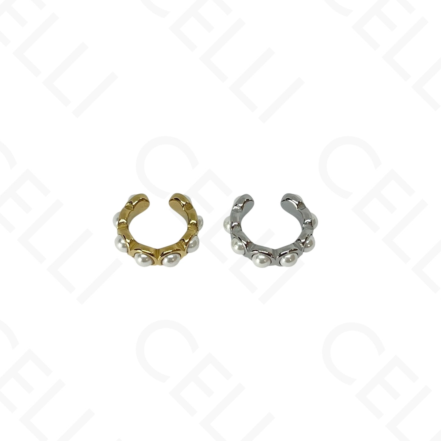 Earcuff de Aço - pérolas
