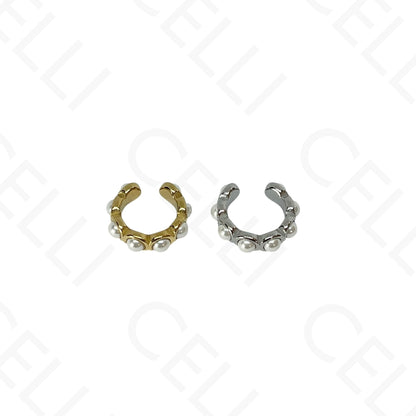 Earcuff de Aço - pérolas