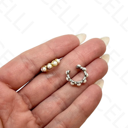 Earcuff de Aço - pérolas