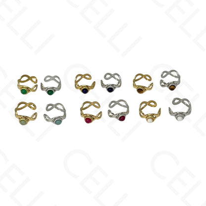 Earcuff de Aço - com pedra natural