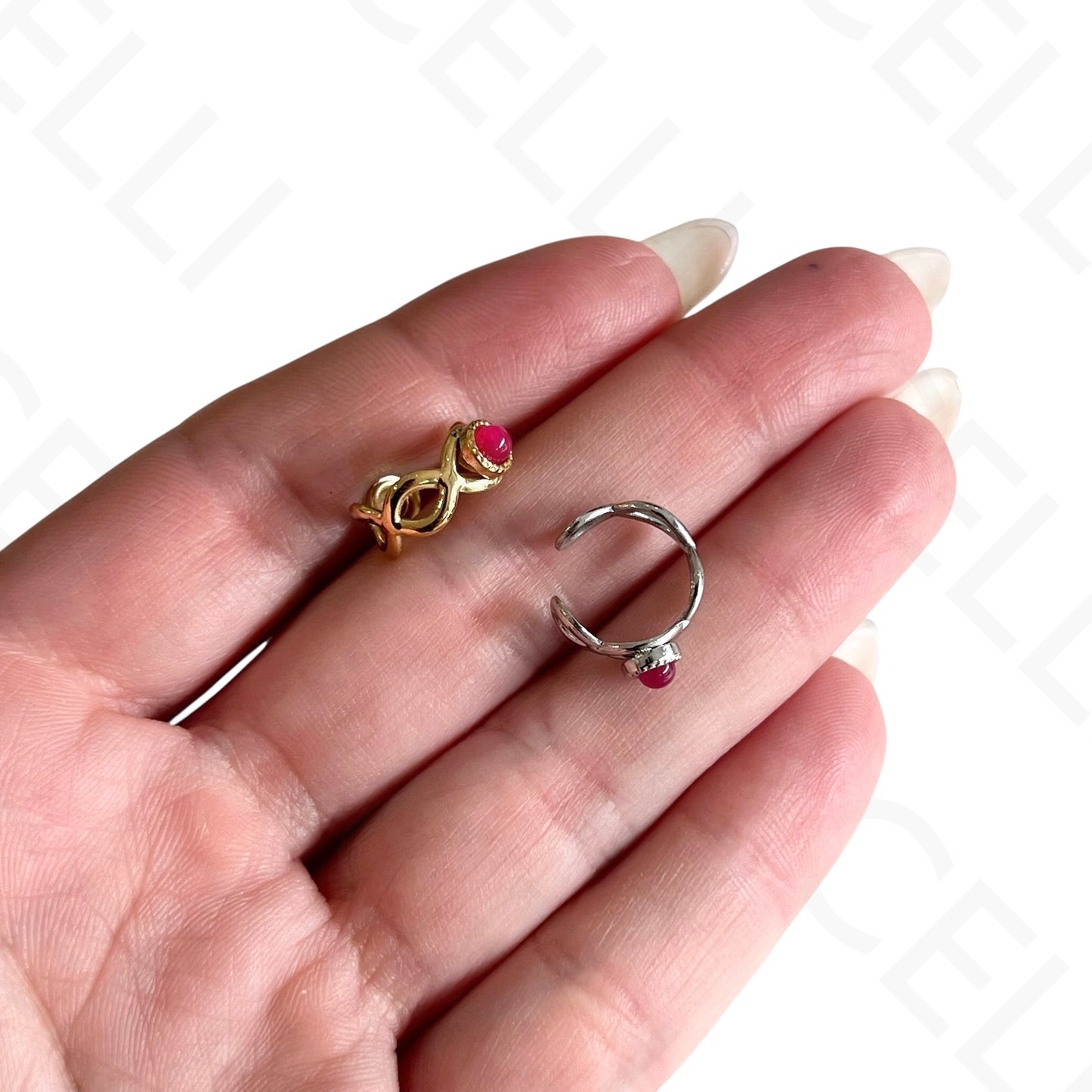 Earcuff de Aço - com pedra natural