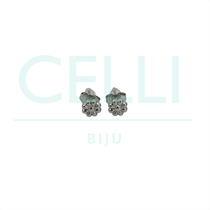 Pendiente de acero con mini medalla - flor