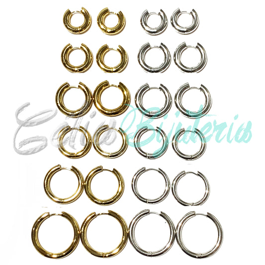 Brinco Argola de Aço - simples 4mm 5mm (grosso)