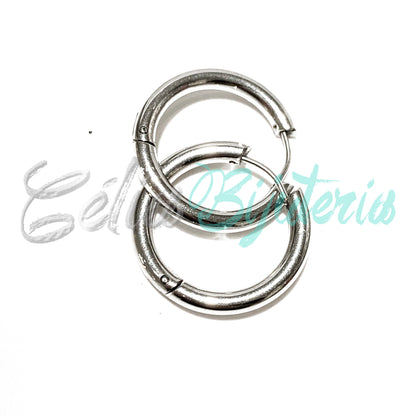 Pendiente de aro de acero - simple 4 mm 5 mm (grueso)