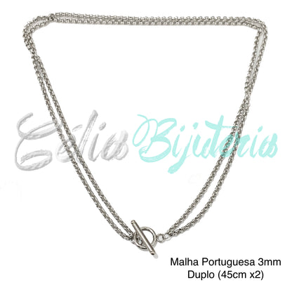 Medalha/Colar de Aço com Madrepérola - trevo