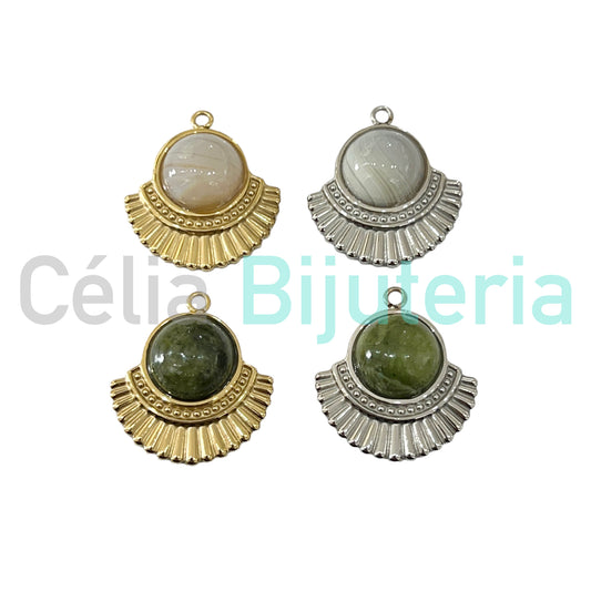 Medalha de Aço com Pedra Natural