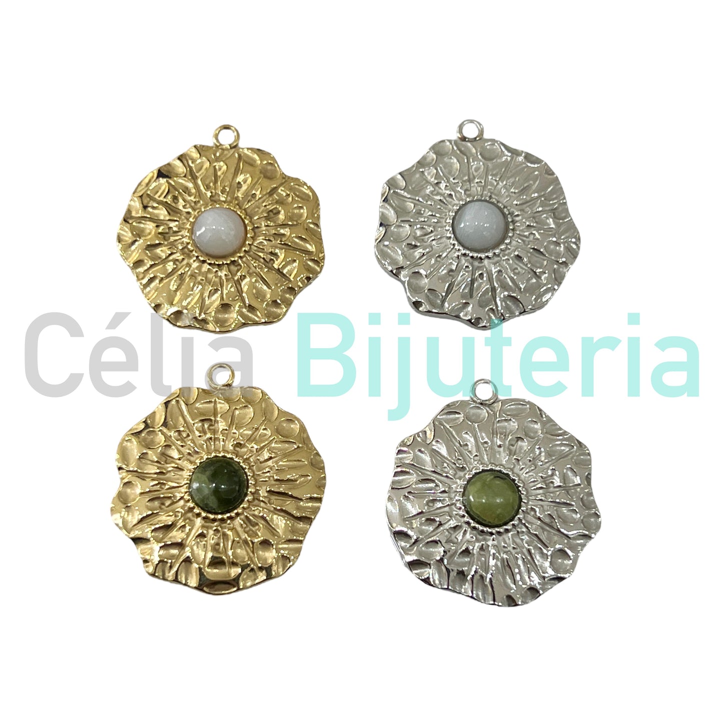 STEEL MEDAL WITH NATURAL STONE