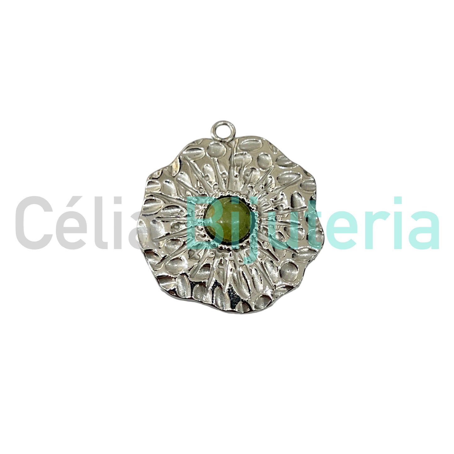 STEEL MEDAL WITH NATURAL STONE