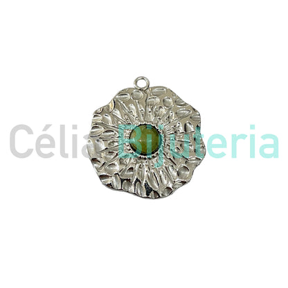 STEEL MEDAL WITH NATURAL STONE